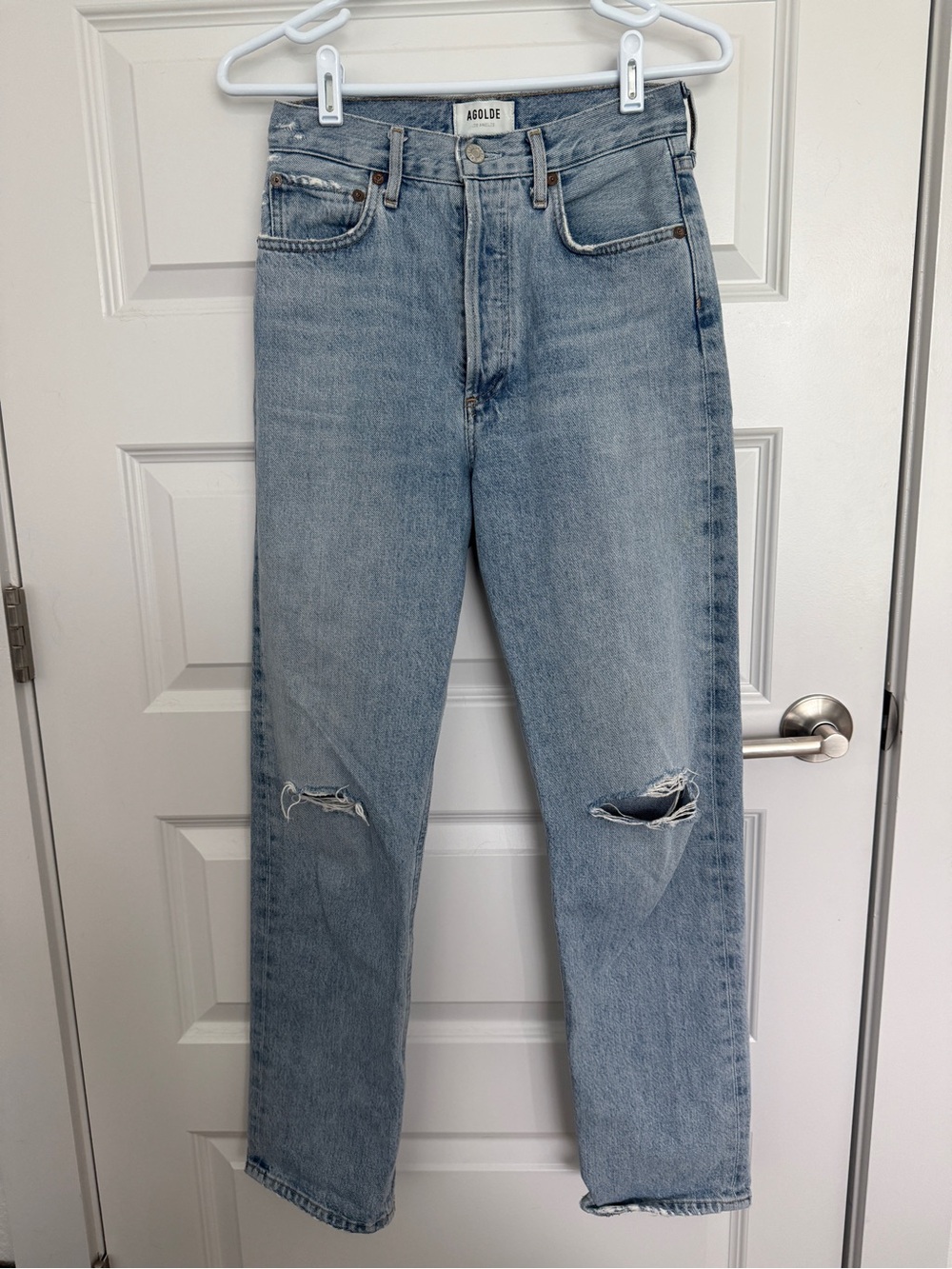 AGOLDE 90s Pinch Waist Jeans Women’s 24 High Rise Straight Leg Distressed